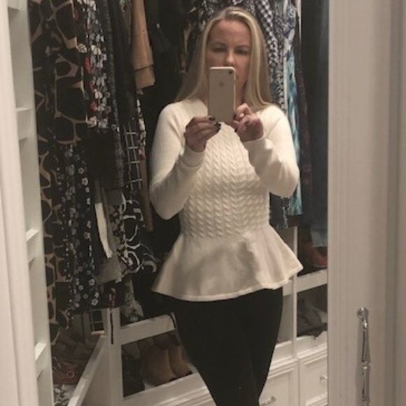 Ted Baker Cream Peplum Cable Knit Sweater – SZ 4 - Picture 5 of 15